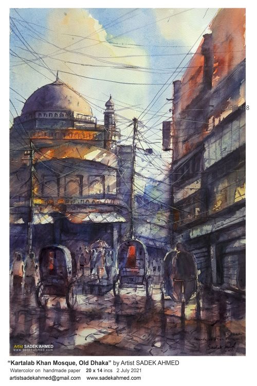 “Kartalab Khan's Masjid, Old Dhaka” by Artist SADEK AHMED