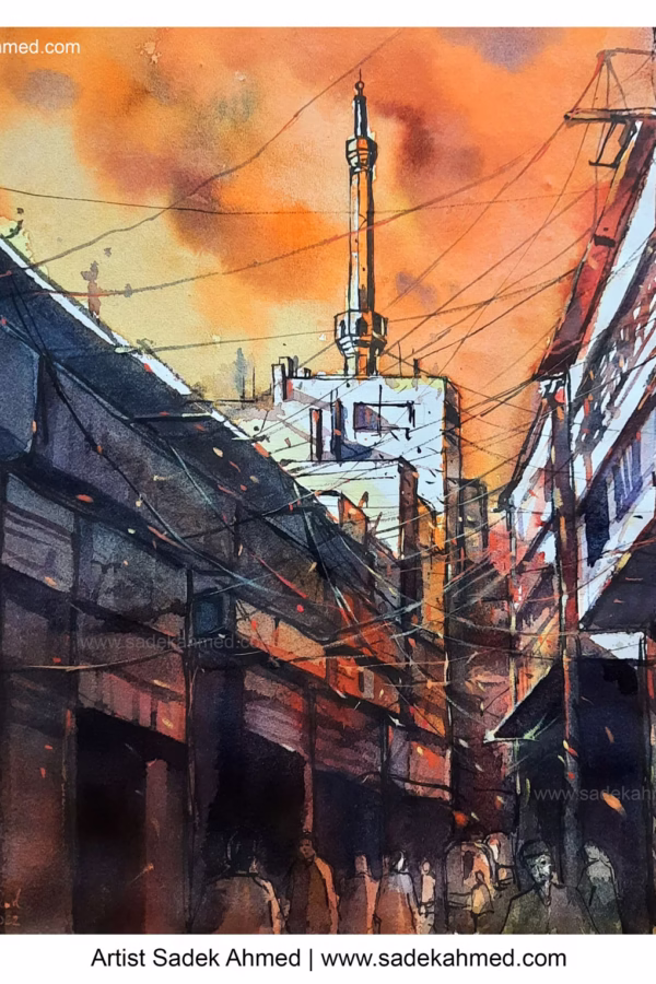 Old Dhaka |  14 x 14 Inches | Watercolor on Paper