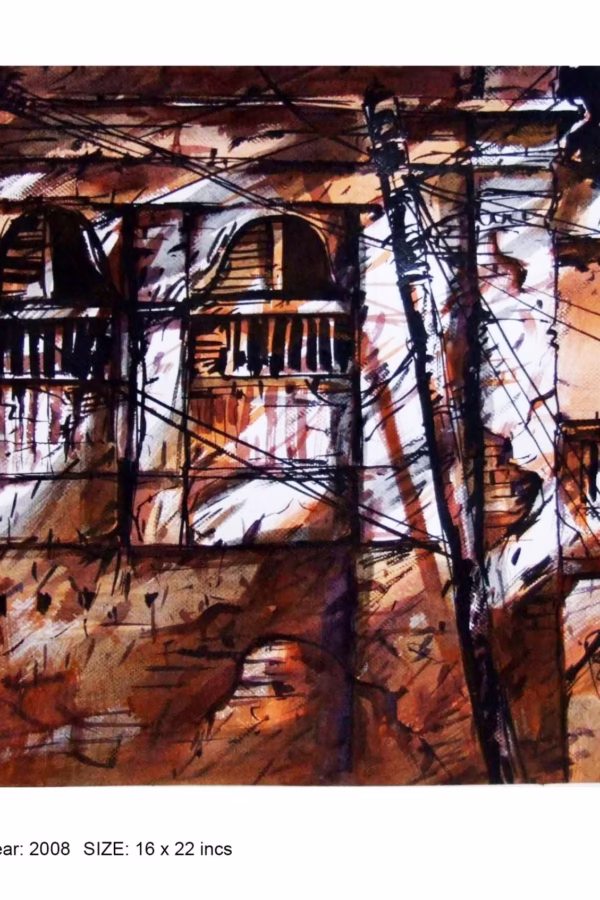 Old Dhaka |15 x 22 Inches |  Ink and Watercolor on Paper
