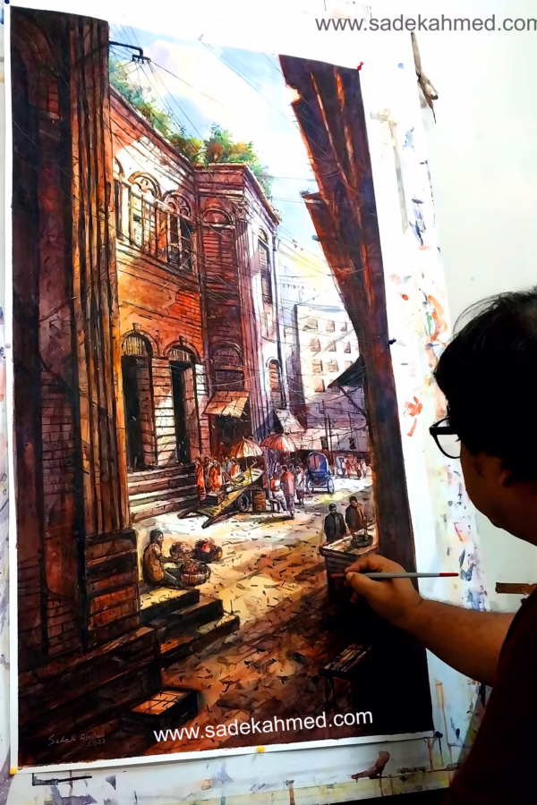 Ruplal House from Old Dhaka | 48 x 27 Inches | Watercolor on Paper
