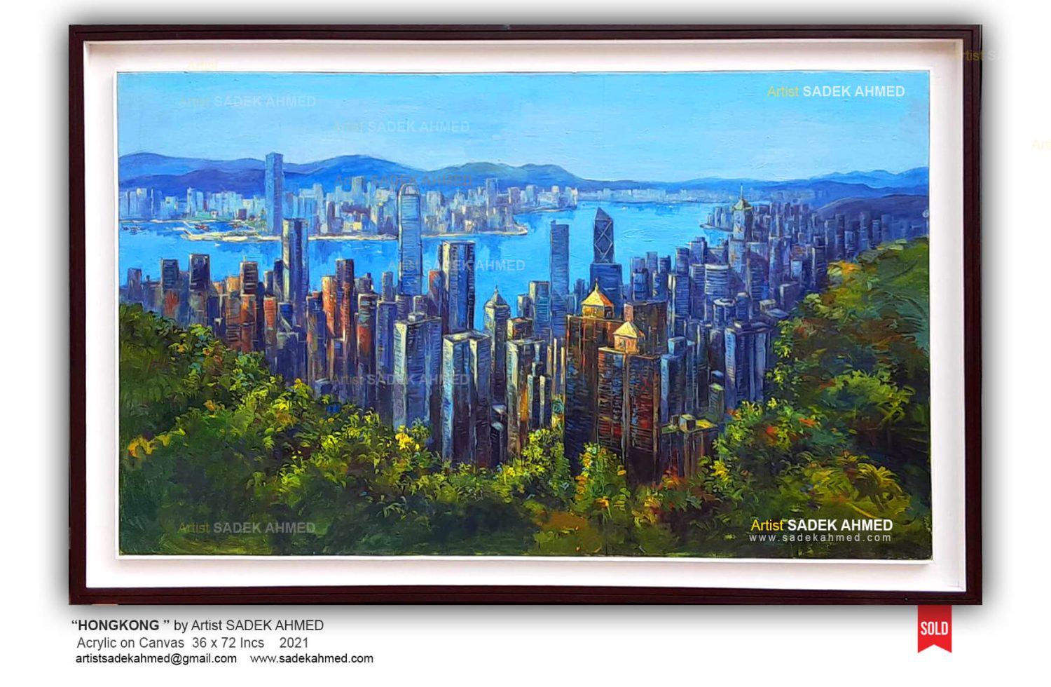 Hong Kong | Commission work | Acrylic on Canvas | 36 x 60 Inches