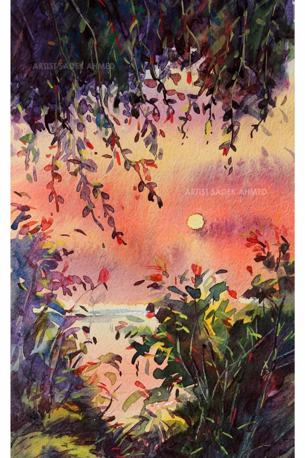 Sunset | 7 x 14 inches | Watercolor on paper | 2023