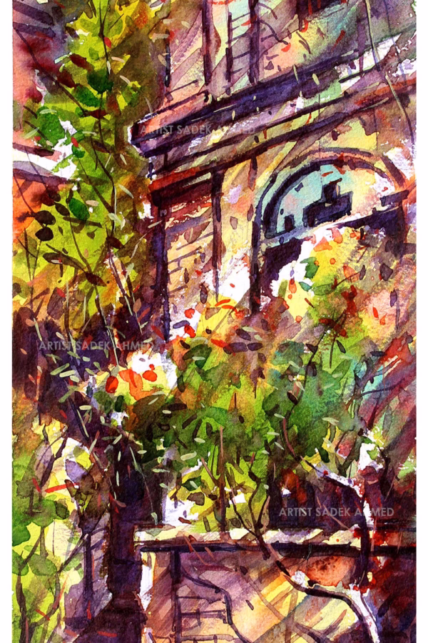 Nagarnama / Tales of the Old City | 14 x 14 inches | Watercolor on paper | 2023