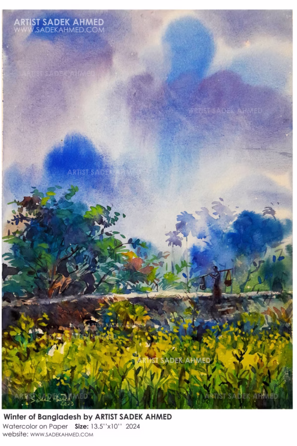 Winter of Bangladesh | 13.5 x 10 Inches | Watercolor on Paper | 2024
