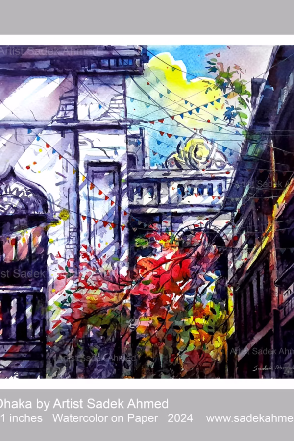 Old Dhaka | 11 x 11 Inches | Watercolor on paper | 2024