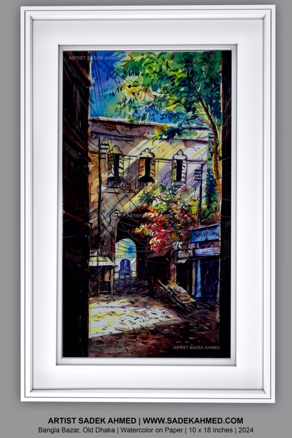 Bangla Bazar, Near beauty boarding | 18 x 10 Inches | Watercolor Painting | 2024