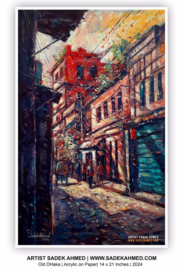 Old Dhaka | 13.5 x 21 inches | Acrylic on Paper | 2024