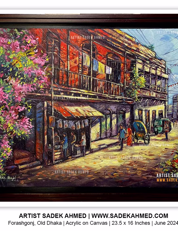 🔴 SOLD | Farashgonj, Old Dhaka| Acrylic on Canvas | 23.5 x 16 inches | June 2024