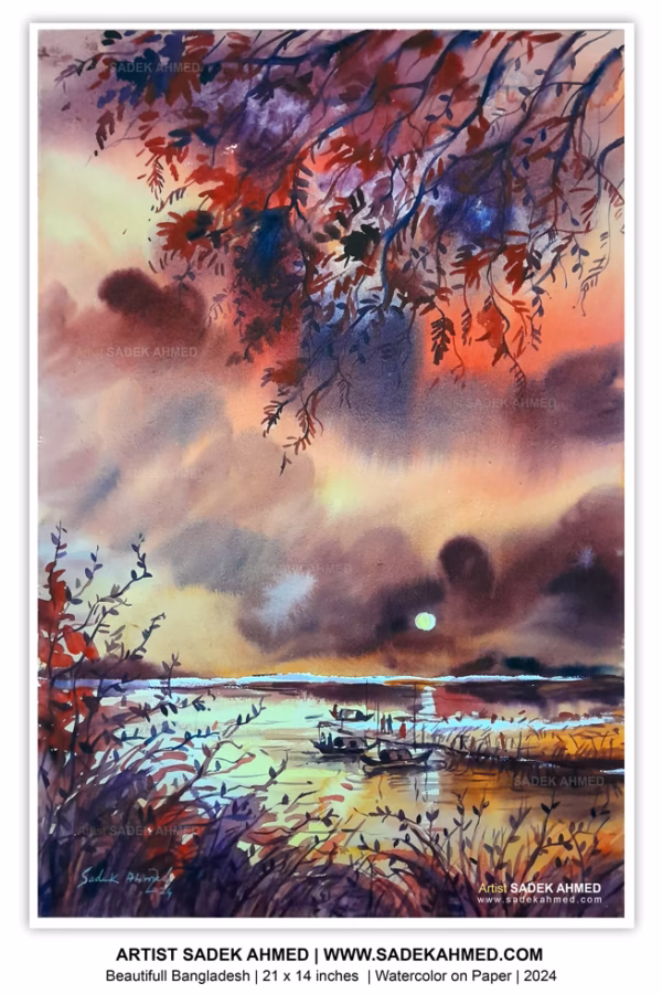 The Sunset | 21 x 14 Inches | Watercolor on Paper | 2024
