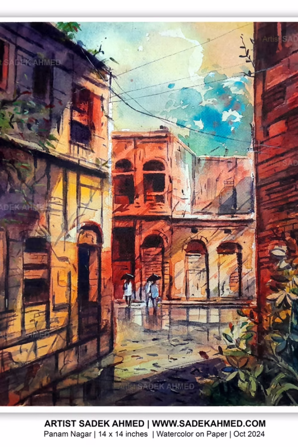 Panam Nagar | 14 x 14 Inches | Watercolor on Paper Year |  2024