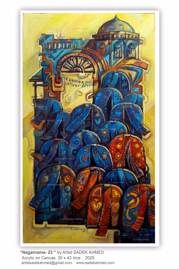 Nagarnama-23 | 42 x 30 Inches | Acrylic on Canvas | 2025