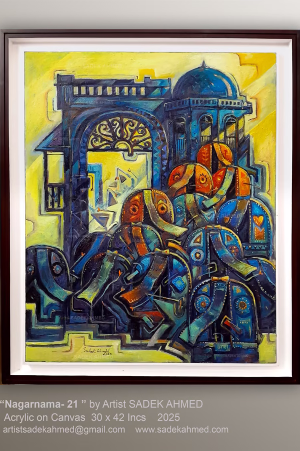 Nagarnama-21 | 30 x 24 Inches | Acrylic on Canvas | 2025
