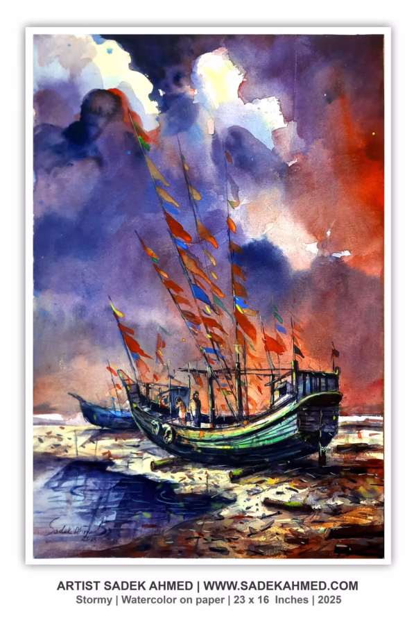 Sampan |  Watercolor on paper |  22 x 16 Inches |  2025