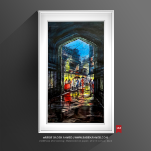 Old Dhaka after raining - 4 | 30 x 15 Inches | Watercolor on Paper | 2024