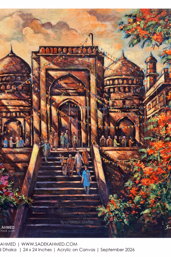 Eid of Old Dhaka | Acrylic on Canvas | 24 x 24 Inches | Sep 2026